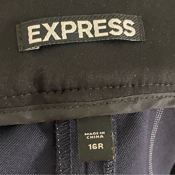 Express Navy Stripe Paper Bag Style Tie Waist Pant with Pockets - Picture 10 of 11